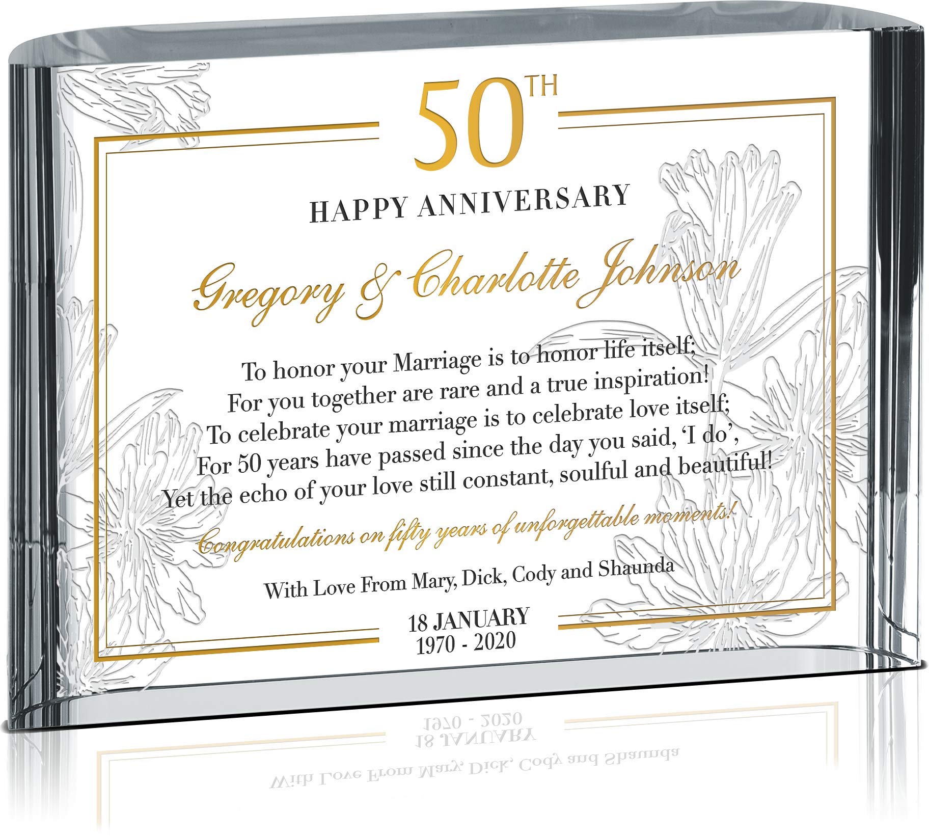 Personalized Gift for Golden 50th Wedding Anniversary for Parents, Grandparents & Couple, Customized