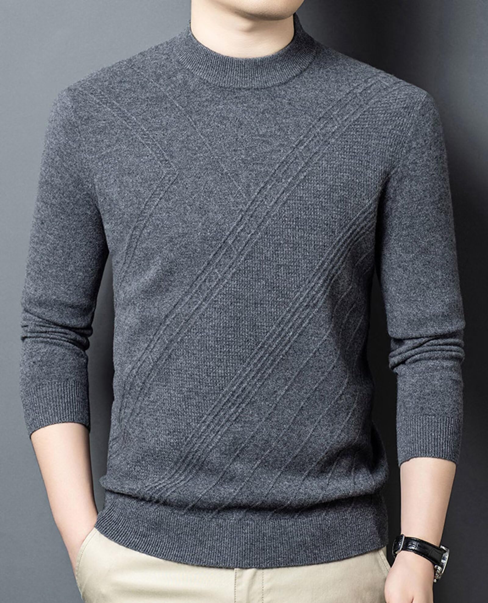 HNVAVQ Maglione 100% Cashmere Uomo Maglia Invernale