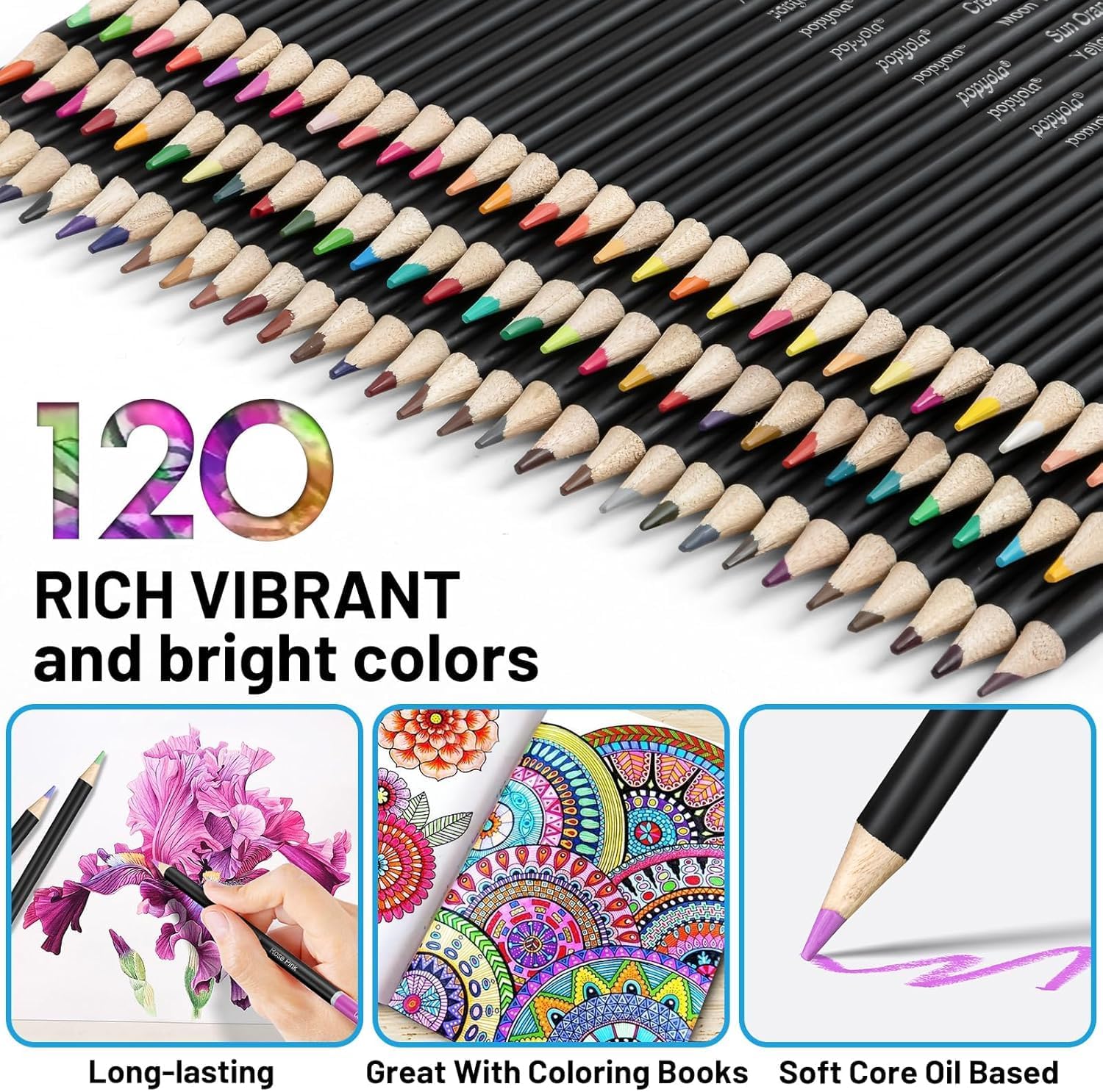 Corslet 135-teiliges Kunstbedarf: 120-teiliges Farbstifte-Set mit Skizzenbuch, Radiergummi, Spitzer und 12-teiliges Zeichenstift-Set, Schattierung, Graphit-Skizzierstifte, Ölbasis, Farbe zum Zeichnen