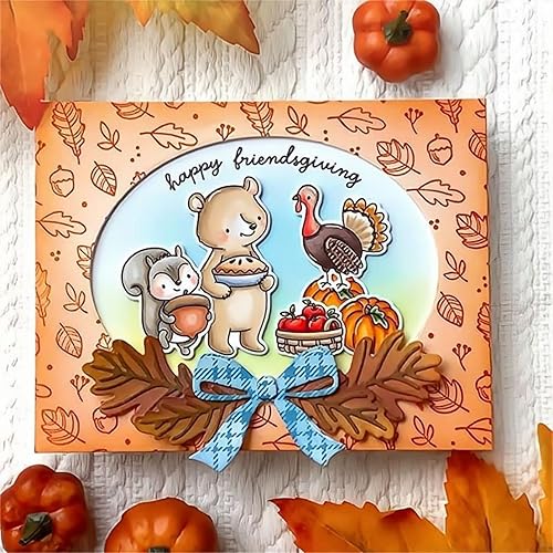 Miniatura 5 de Qoiseys Happy Friendsgiving for Christmas - Juego de sellos y troqueles de silicona transparente para hacer tarjetas troqueles de corte plantillas