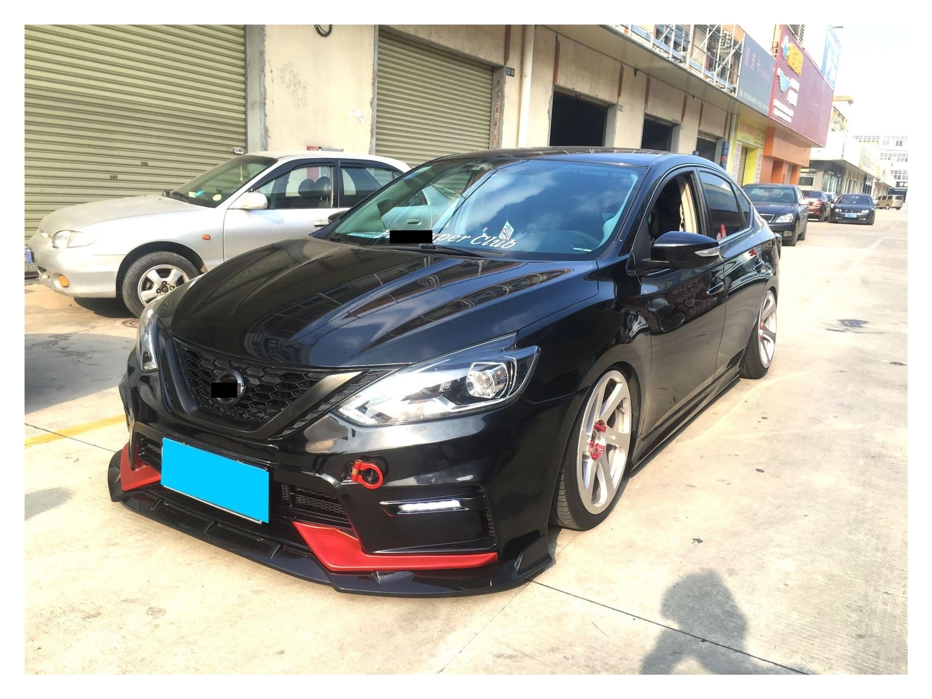 Kompatybilny dla Nissan Sylphy 2016-2019 przedni spojler zderzaka Spoiler boczny Splitter Spoiler Canards Body Kit deflektor Protector akcesoria samochodowe (Color : Carbon Fiber Look)