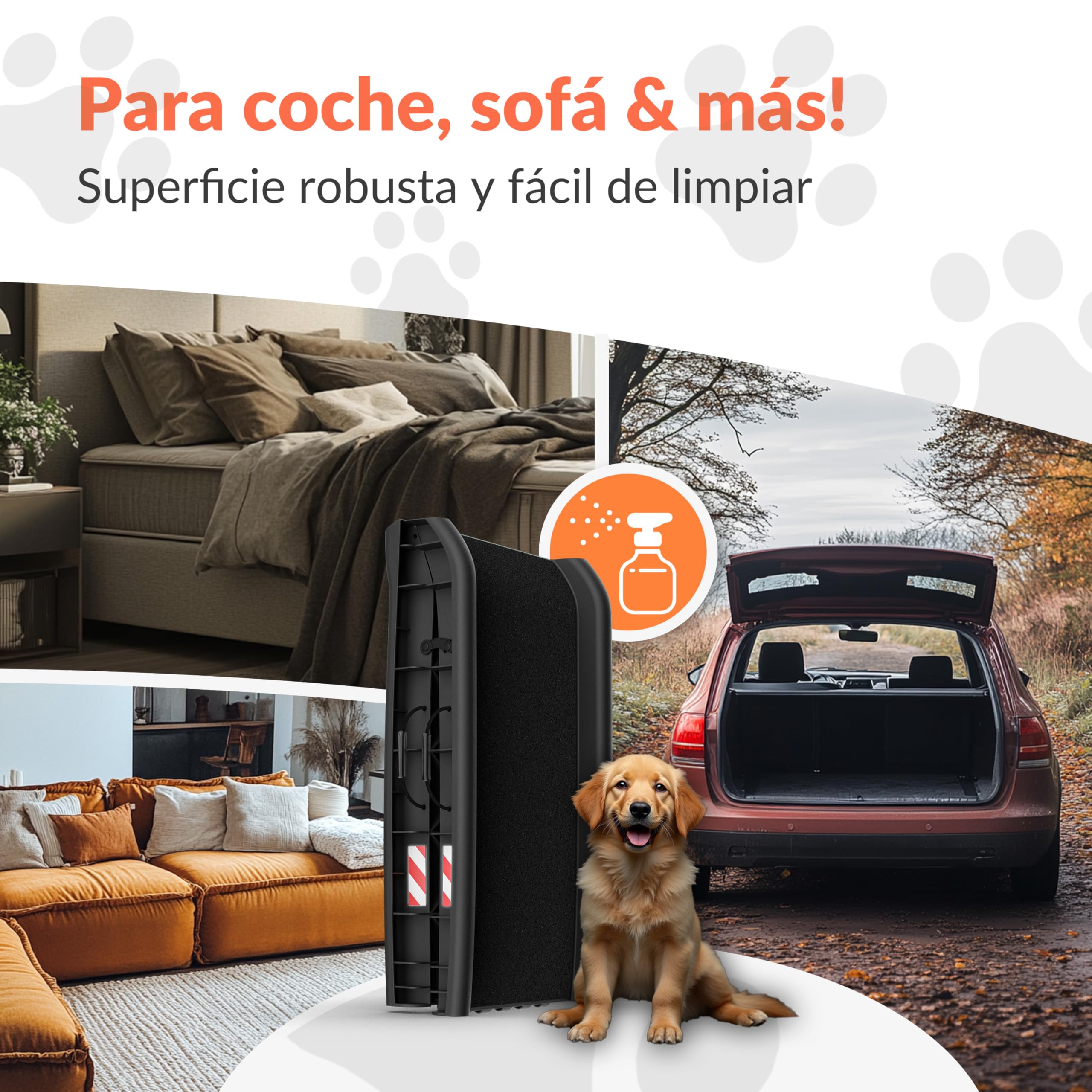 CADOCA® Rampa para Perros, Escaleras Mascotas, Ayuda Coche SUV Maleteros Cama, Rampas Portatiles Escalones Plegable, Capacidad 90 KG,156x40cm Ligera, Antideslizante