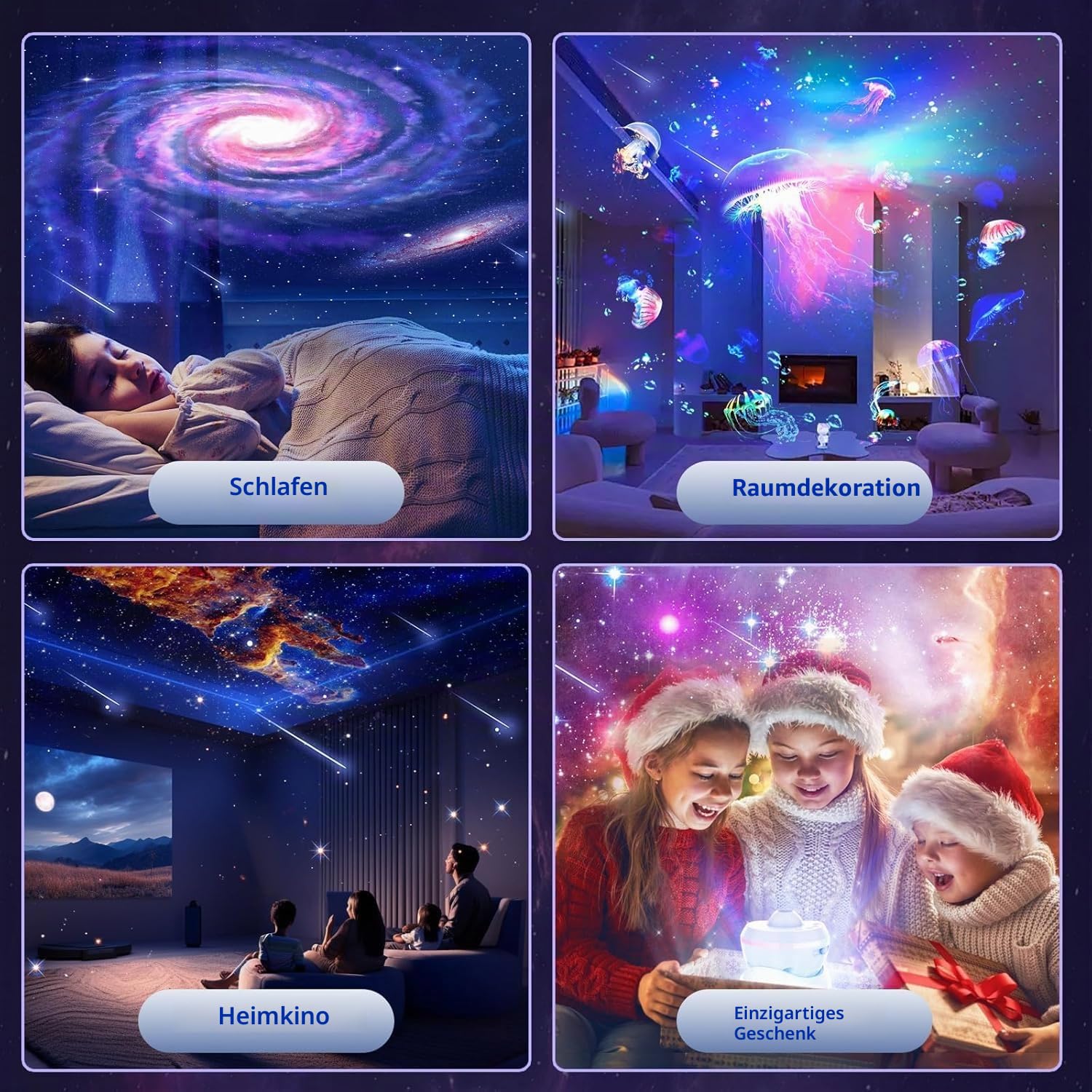 Sternenhimmel Projektor,Lomoo 13-in-1 Meteor Galaxy Projektor mit Realistischem Sternenhimmel, Sonnensystem, Mond & Sternbildern, Galaxie Lampe für Kinder Erwachsene Schlafzimmer & Wohnzimmer Deko