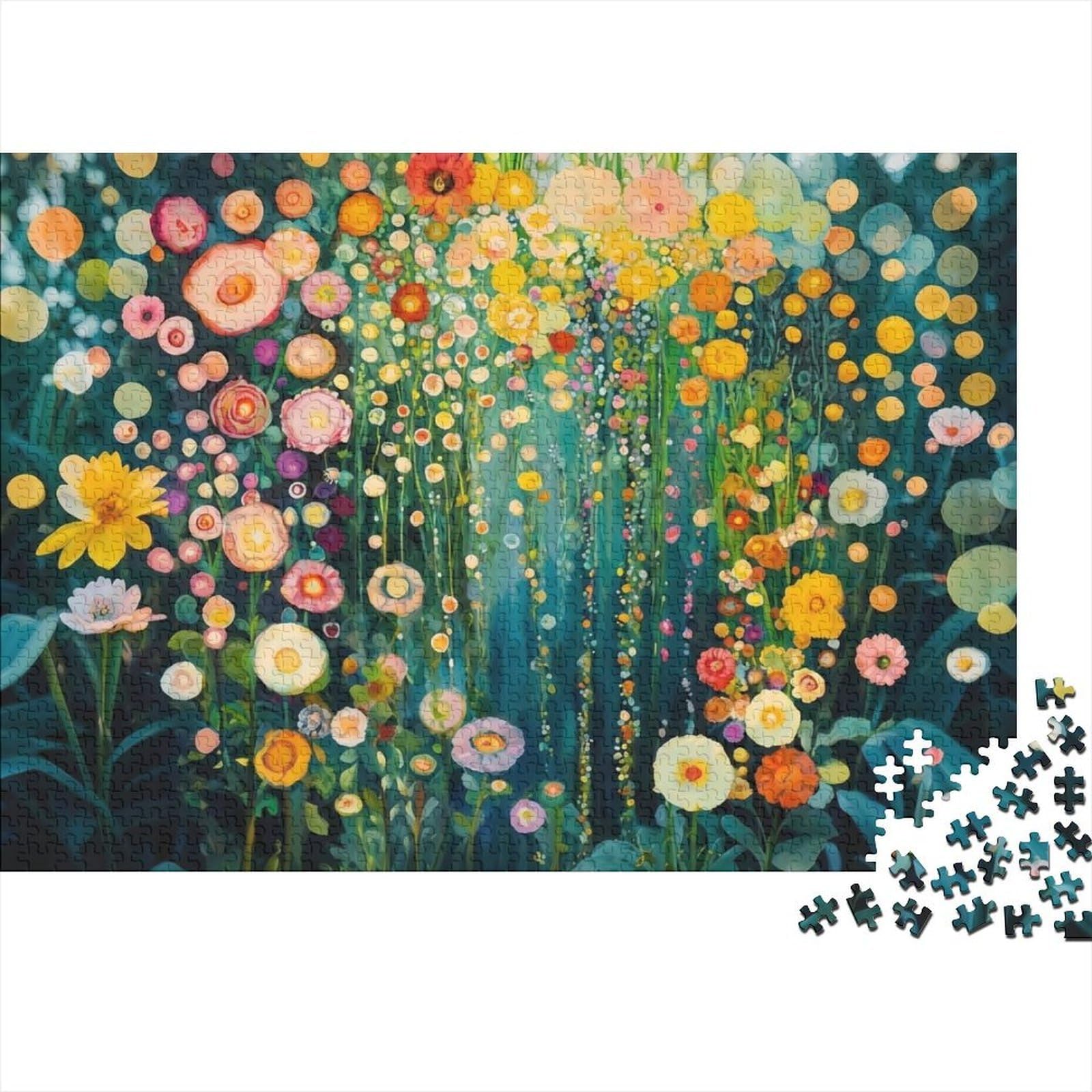 Colorful Flower Garden_1 Jigsaw Puzzles Puzzles for Adults Kids. 1000 Pieces Abstract Modern Art Print Great Gifts Challenge Toy Educational Game Home Decoration for Educational Games Gifts 70x50cm/10