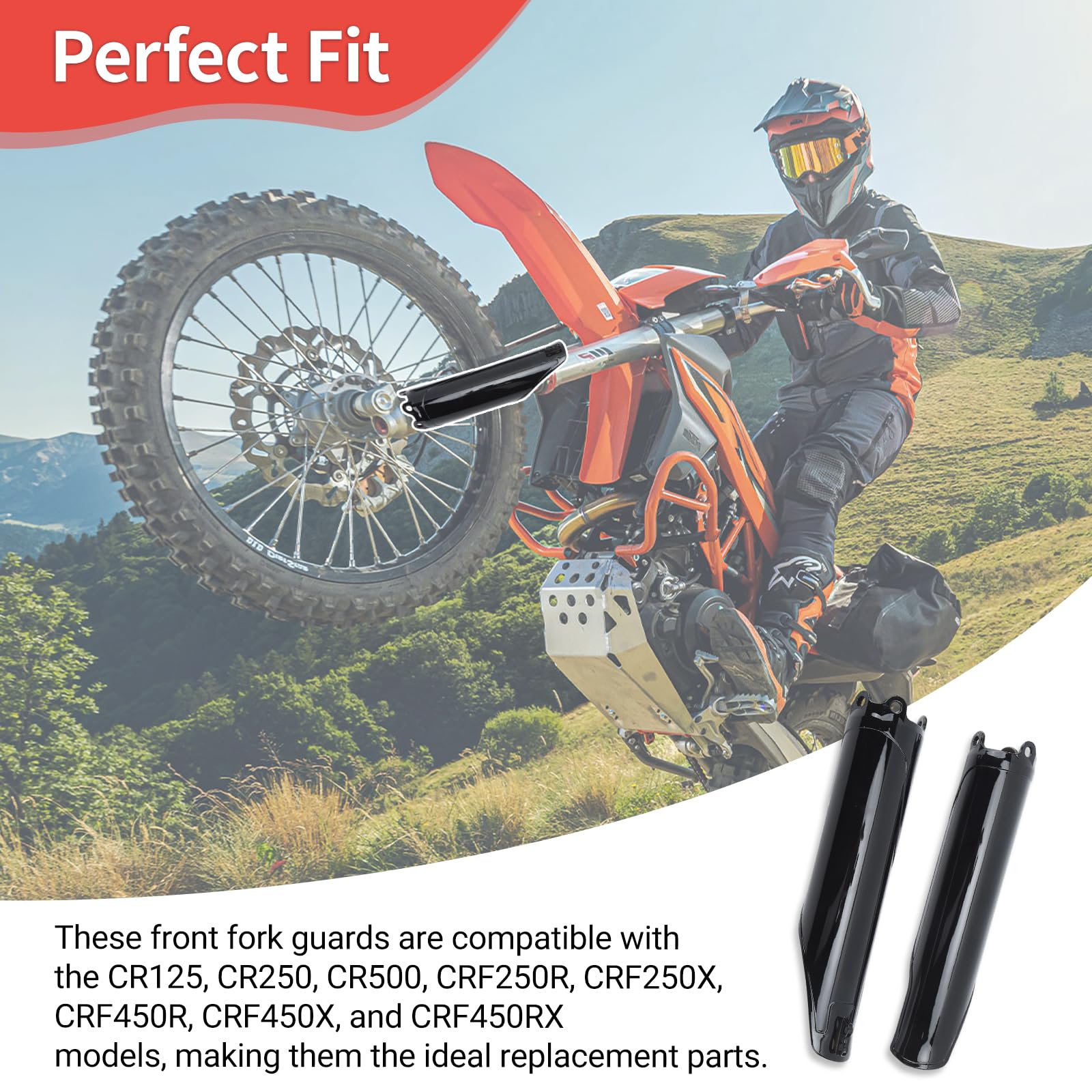 2 coperture per tubo forcella anteriore, nero lucido, protezione per forcella CRF250R, CRF250X, CRF450R, CR125, CR250, CRF 450 RX