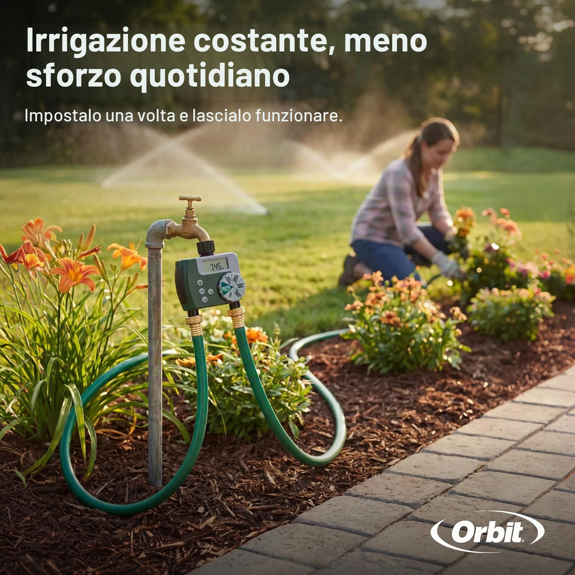 Orbit 58910 Timer programmabile per rubinetto, 2 uscite, verde