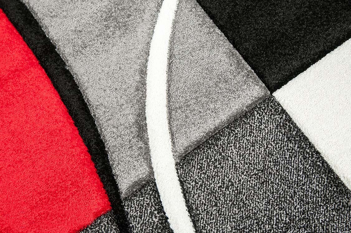 Traum Living Designer Stanza Tappeto Tappeto Moderno, Moquette Mucchio Basso con Motivo a Diamante Taglio Contorno Rosso Grigio Bianco Nero Größe 120x170 cm