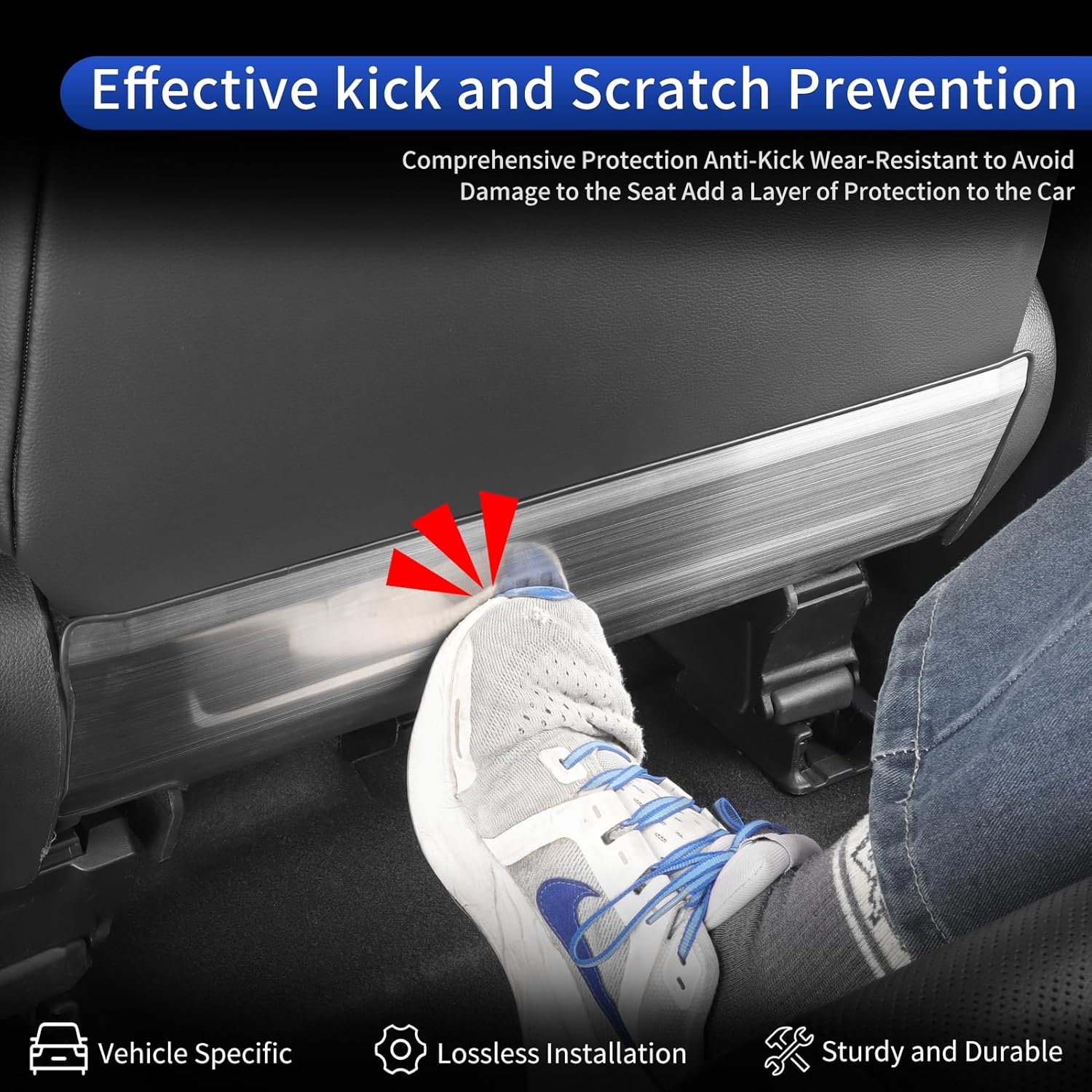 Stainless Steel Seat Back Kick Plates for 2024 2025 2026 Toyota Land Cruiser 250 1958 Prado Anti-Kick Scratch Resistant Interior Trim Upgrades 2025 Land Cruiser Accessories (Silver)