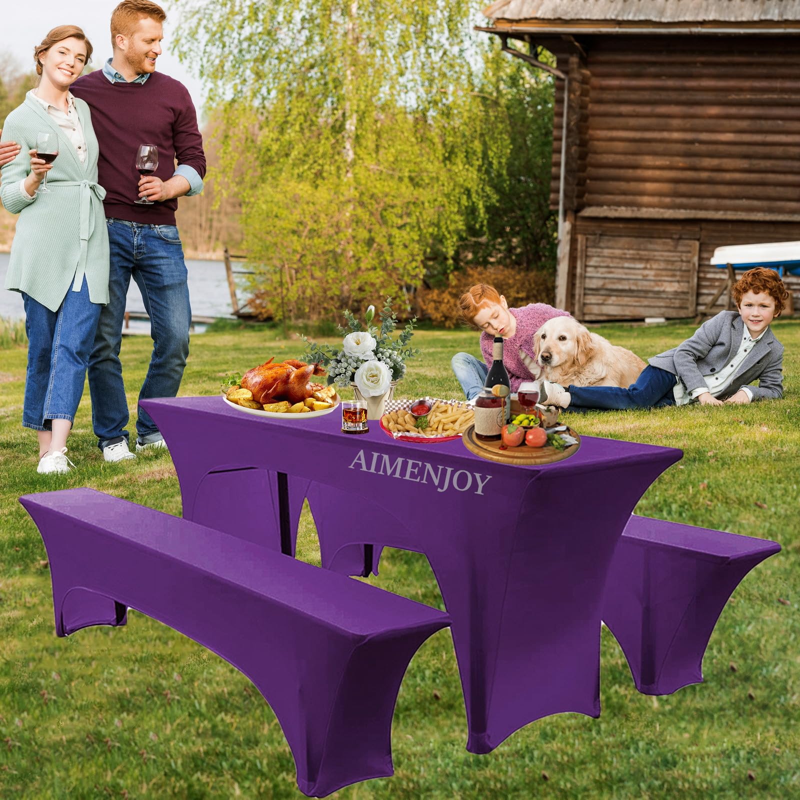 Beautissu BIERTISCHHUSSE Victoria 50cm Stretch Silber Grau  3tlg 800000545363