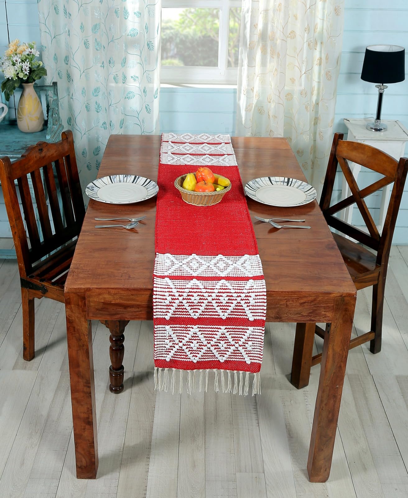 Elegant Cotton Table Runner - White -16