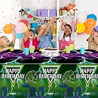 Vista 6 de Manteles de camión monstruo verde y morado – Funda rectangular desechable para baby shower, fiesta de cumpleaños de niños, decoración de mesa