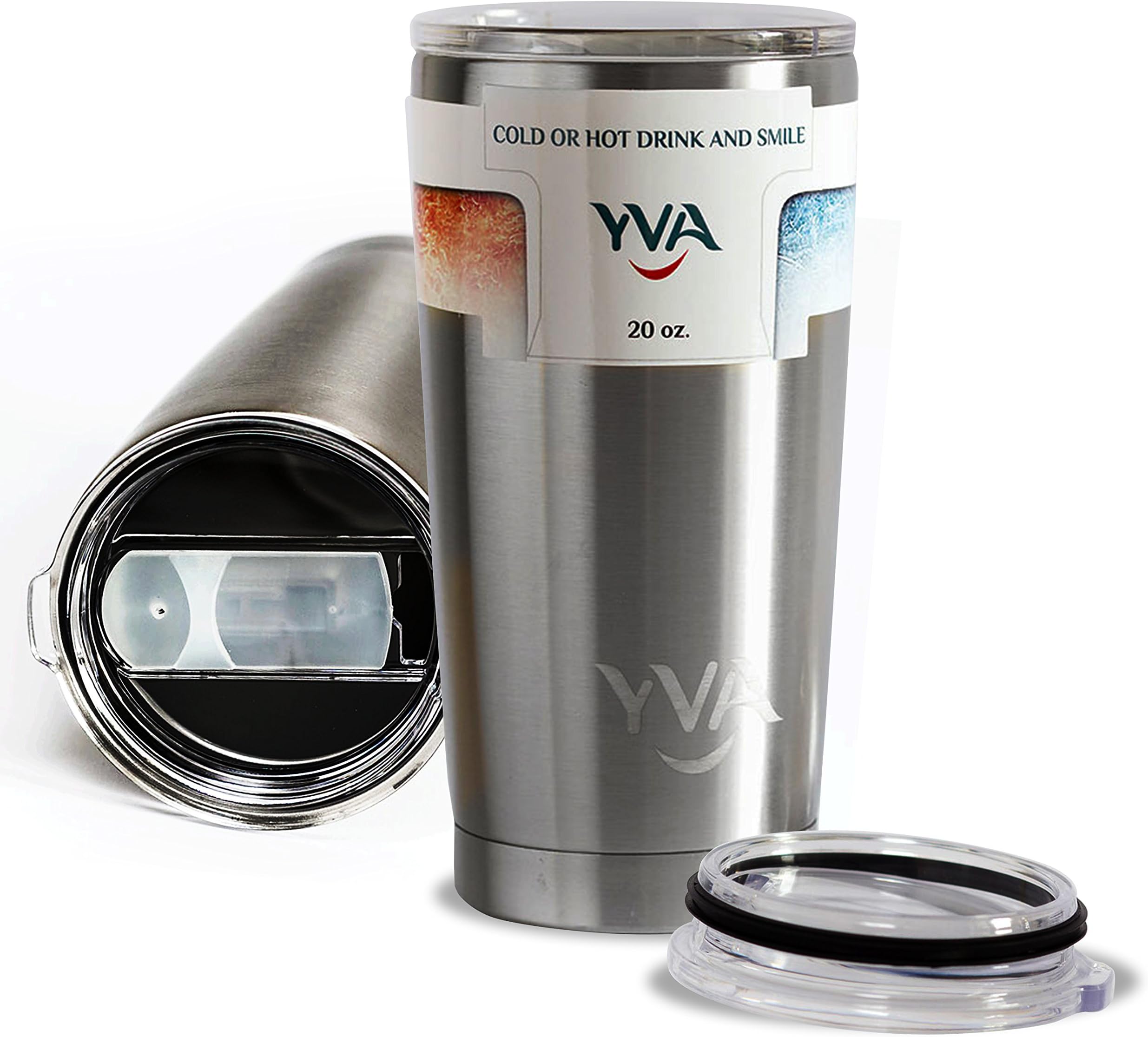 Stainless Steel Tumbler 20 Oz Premium Quality, Coffee Cup with 2 Lids, Double Wall Vacuum Insulated Tumbler, Travel Mug for Hot and Cold Drink