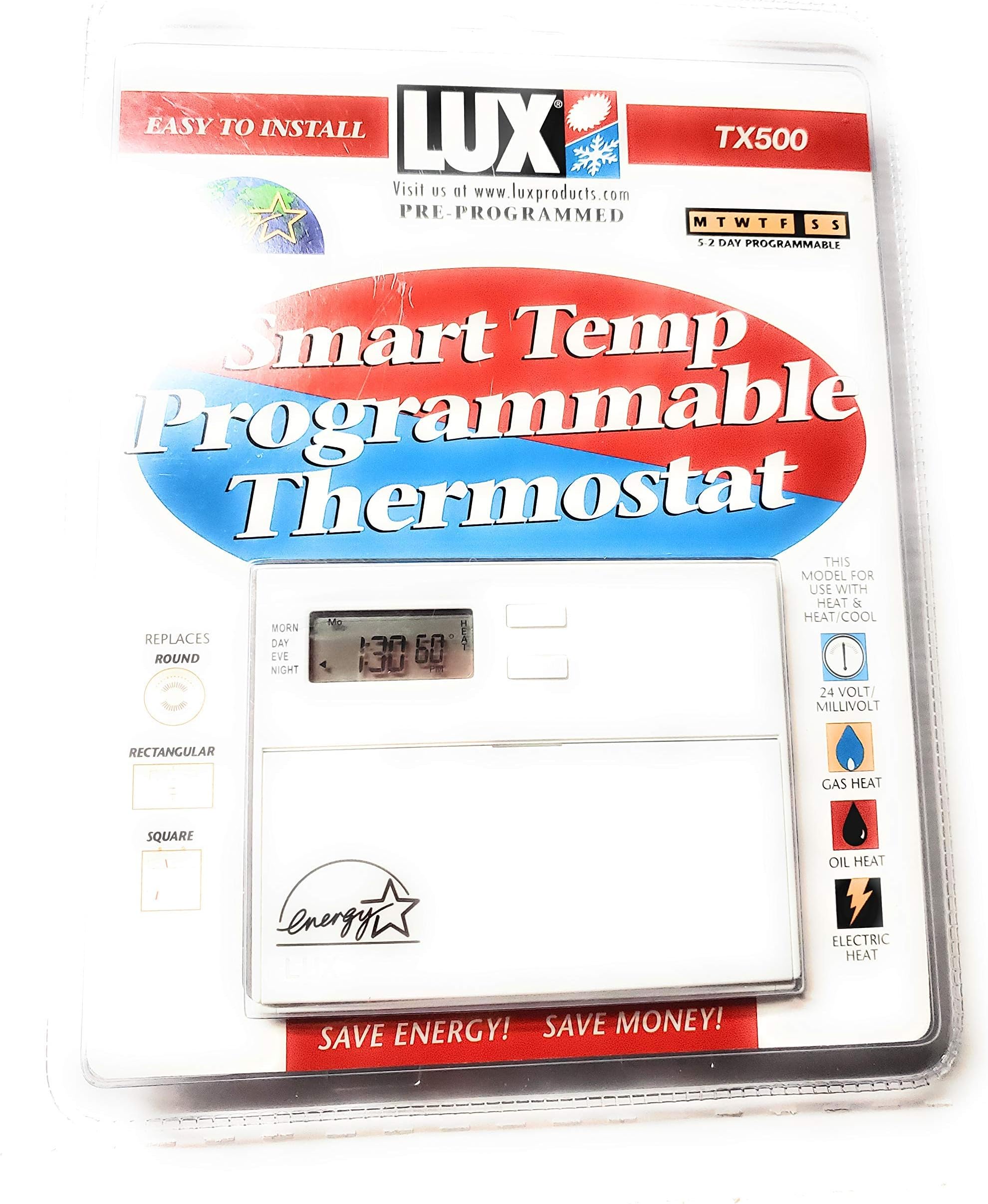 Lux Products TX1500E Smart Temp Programmable Thermostat Programmable