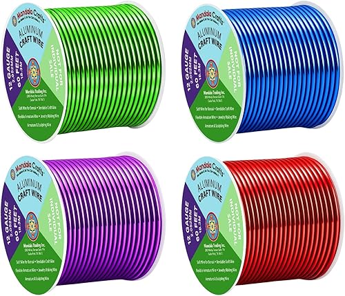 Miniatura 273 de Mandala Crafts - Alambre de aluminio anodizado de calibre 8 para joyería - 39 m de alambre flexible neutro colorido - Flexible para creación
