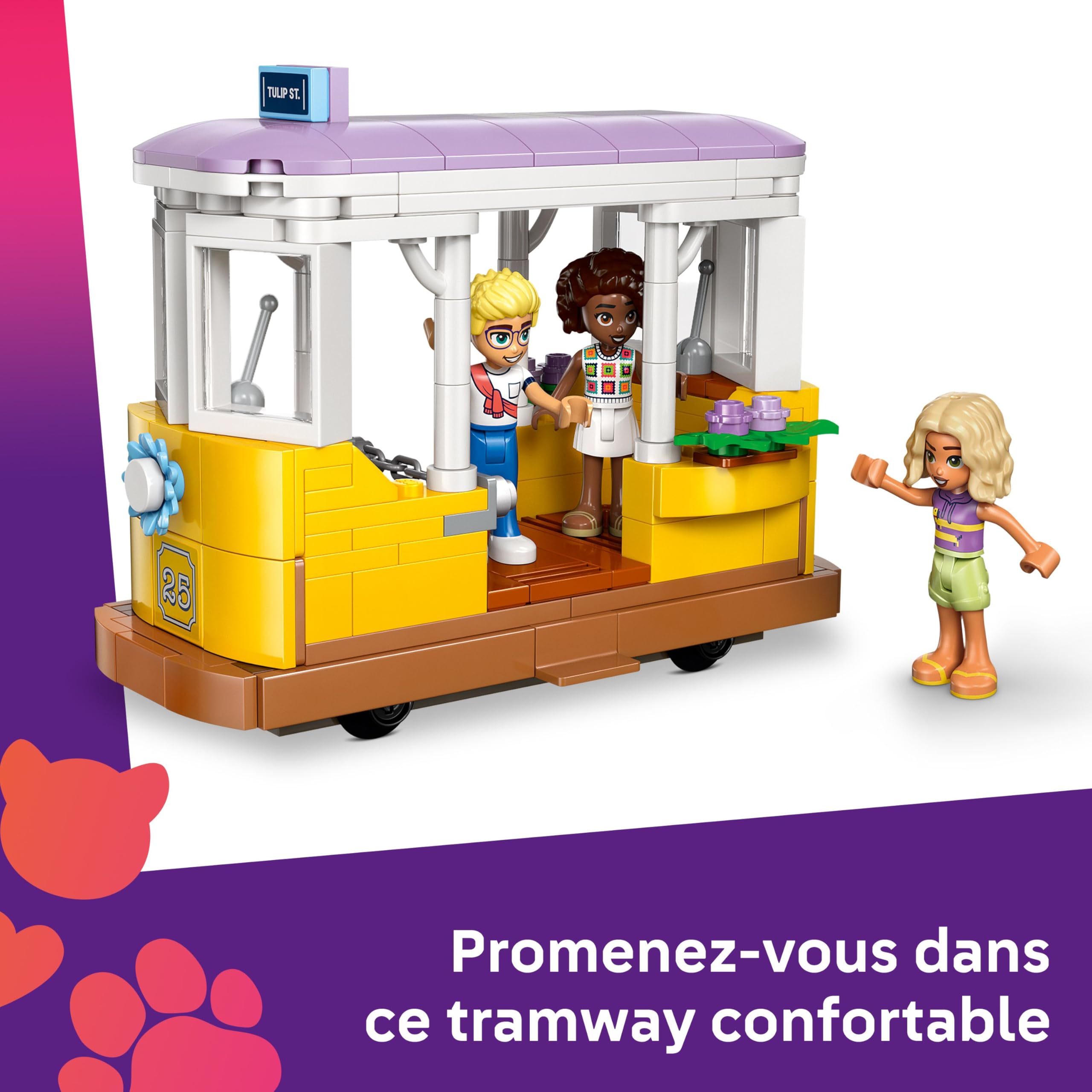 LEGO Friends Café des Plantes et Kiosque à Fleurs - Jouet de Construction - 4 Mini-Poupées, Figurine Chat, Tramway & Accessoires de Cuisine Dont Tasses & Théière - Cadeau pour Fille dès 9 Ans 42671
