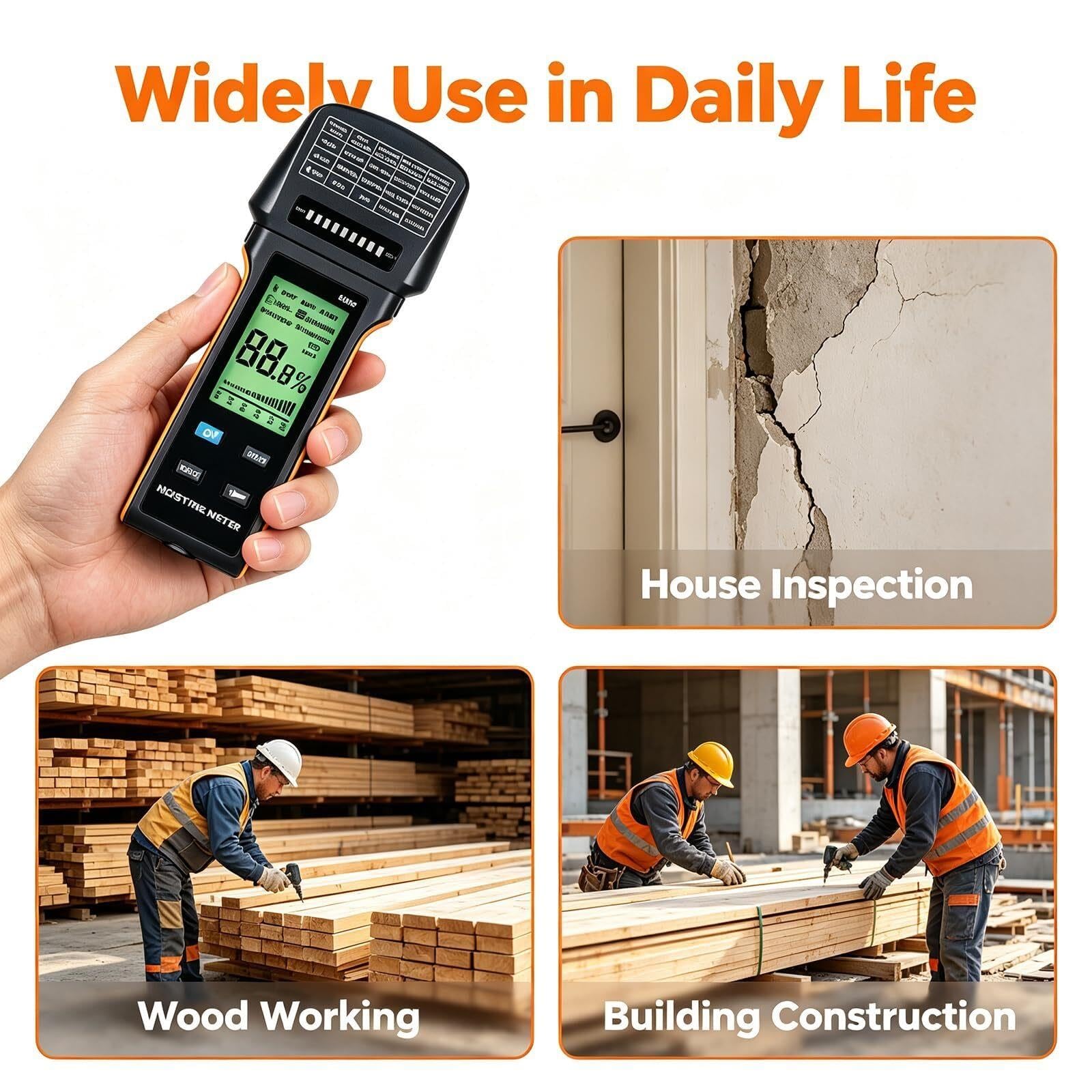 Medidor Humedad Sin Clavijas Paredes Y Madera, Detector Humedad Recargable