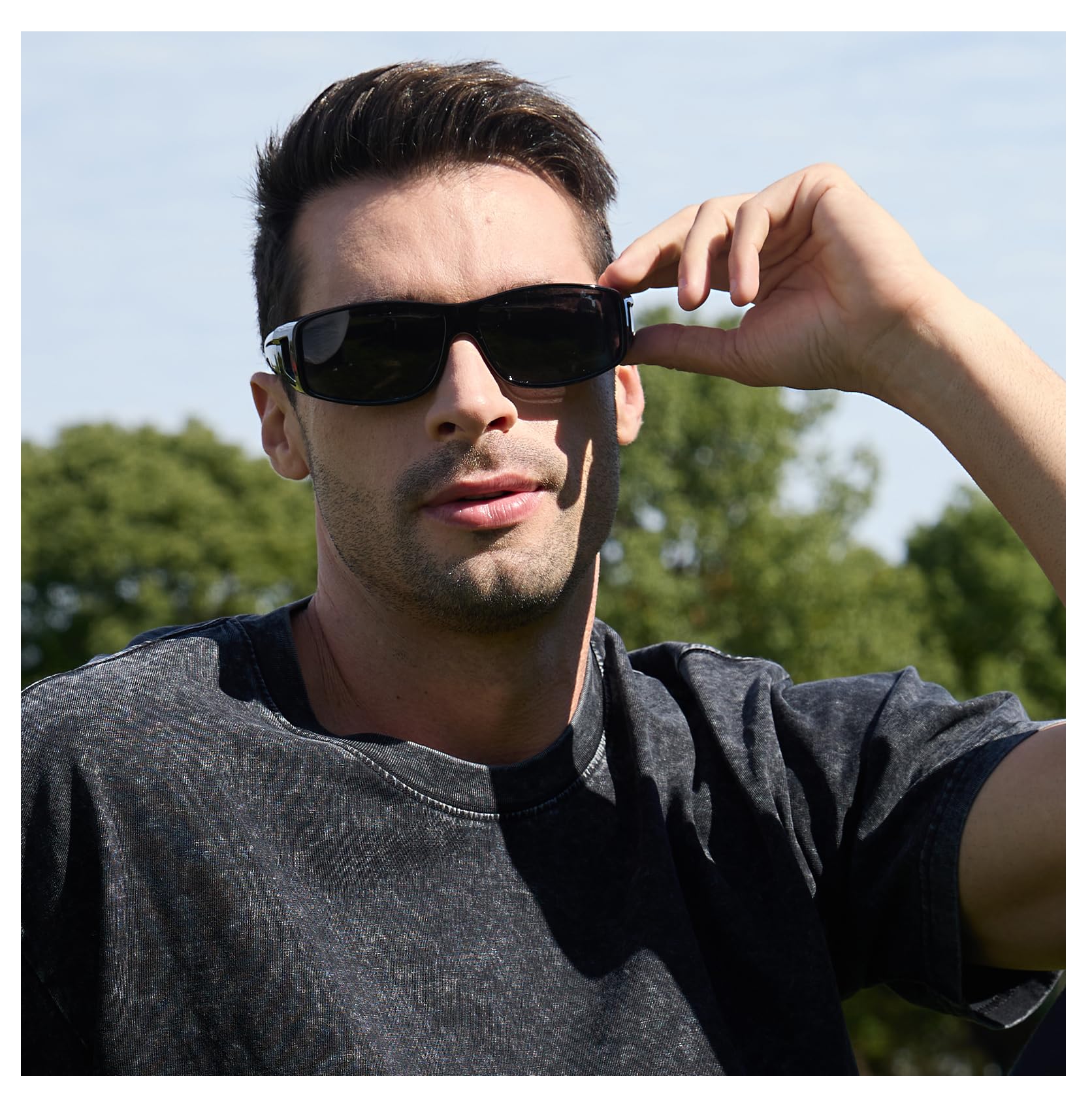 DUCO Fit Over Sunglasses for Men and Women Polarized UV400 Protection Wrap Around Driving Oversized Shades DC8968