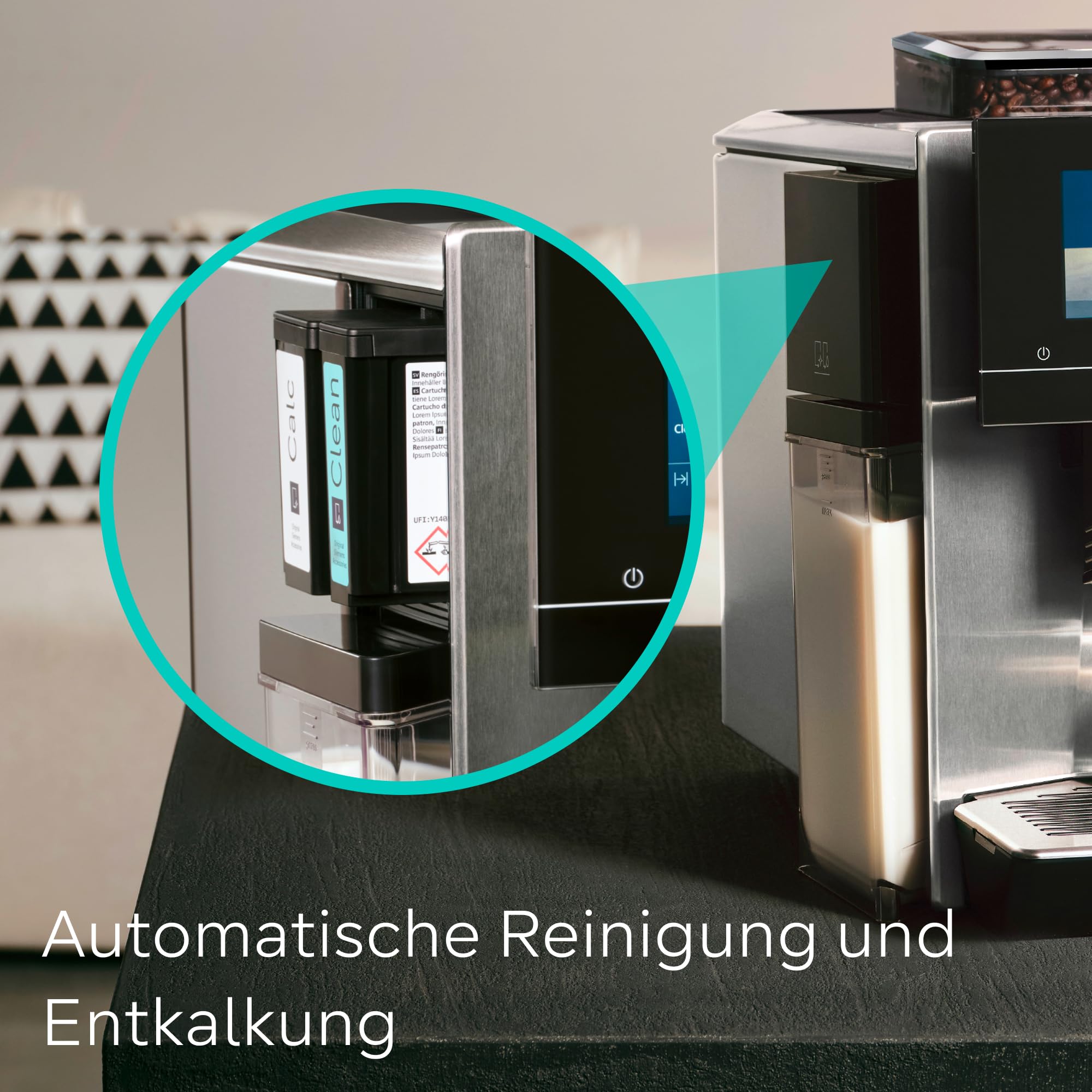 Siemens Kaffeevollautomat EQ900 plus, großes farbiges TFT-Display, autom. Reinigungsystem via Kartuschen, 36 Heiß- und Kaltgetränke, Cold Brew, Doppeltassenfunktion, super leise, Edelstahl, TQ905DZ3 | Großes farbiges TFT-Display, Autom. Reinigungsystem vi