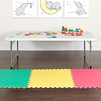 Emma + Oliver 59" Kids Folding Activity Table - Seats 6 Children, Waterproof Plastic, Portable for Playrooms & Classrooms, White