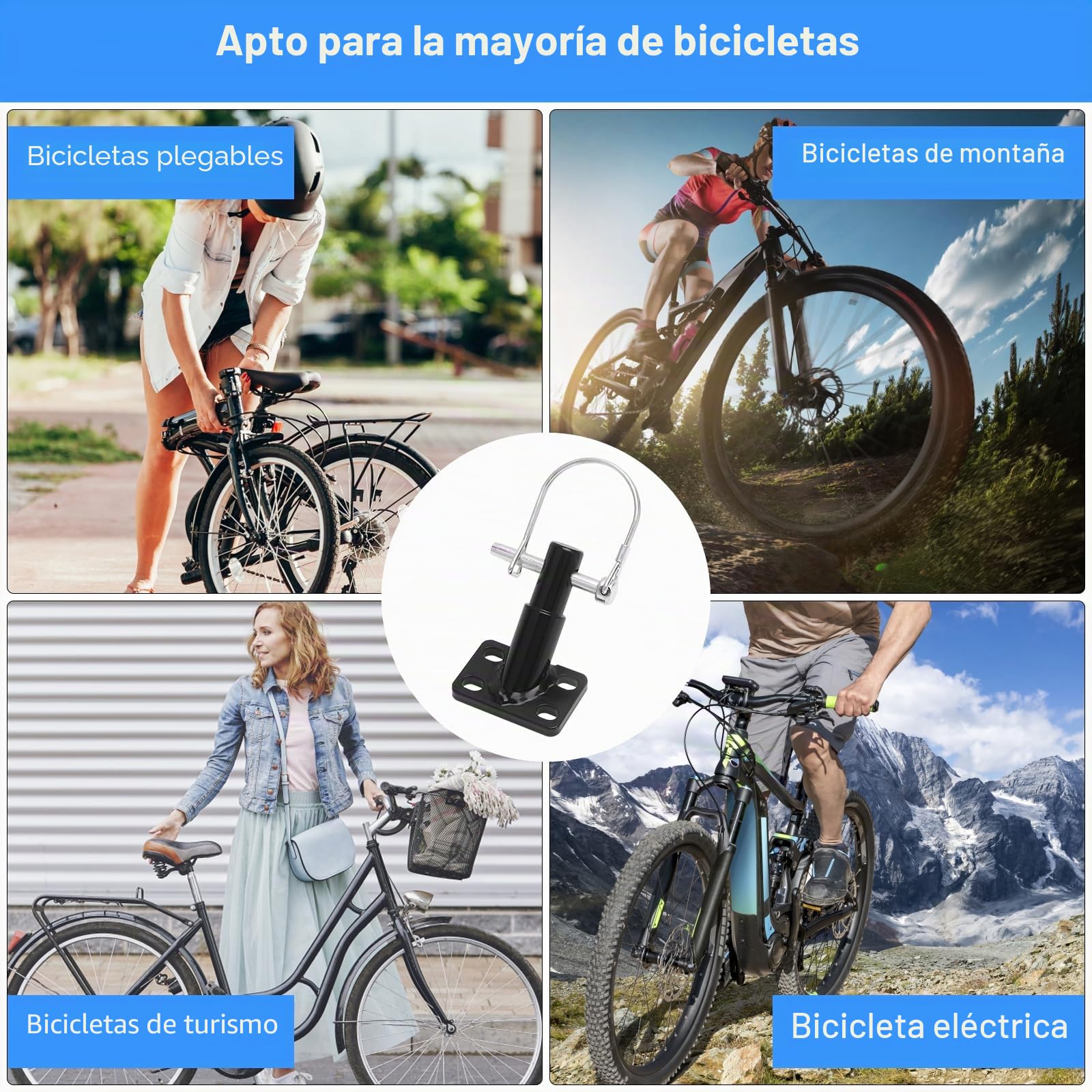 VOSSOT Conector de Remolque para Bicicleta, Enganche Universal para Bicicleta con Pasador de Seguridad, Adaptador para Remolque de Niños y Perros