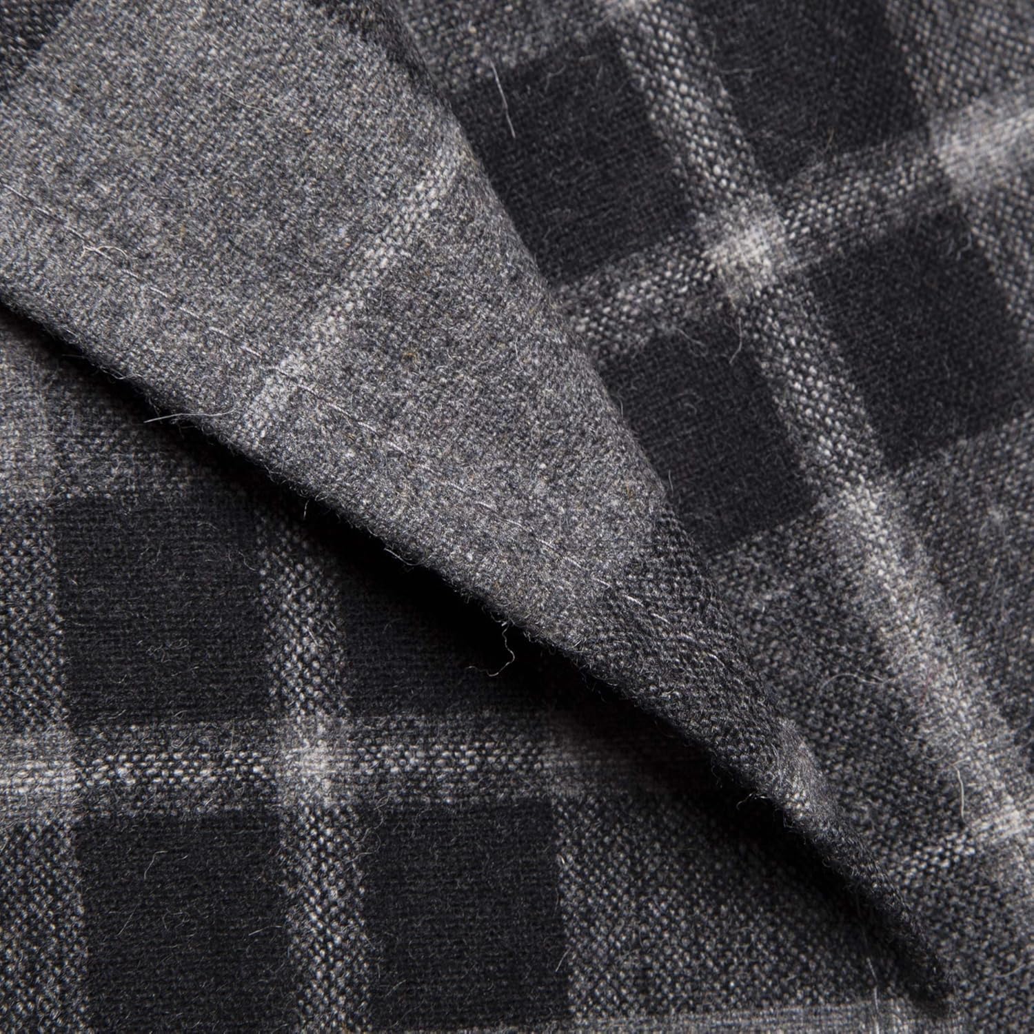 Thermal Insulated & Light Filtering Curtains 2 Panels 52" W x 95" L, Black Gray Checkered Faux Wool,Rustic Farmhouse Plaid Curtains for Bedroom Decor