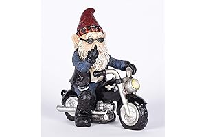 Hi-Line Gift Harley Gnome, Middle Finger Biker Statue