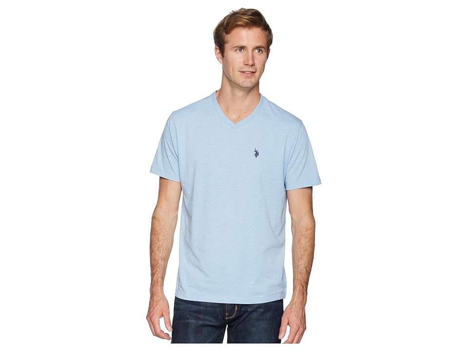 

U.S. POLO ASSN. Short Sleeve Solid V-Neck T-Shirt (Sea Blue Heather) Men's Short Sleeve Pullover