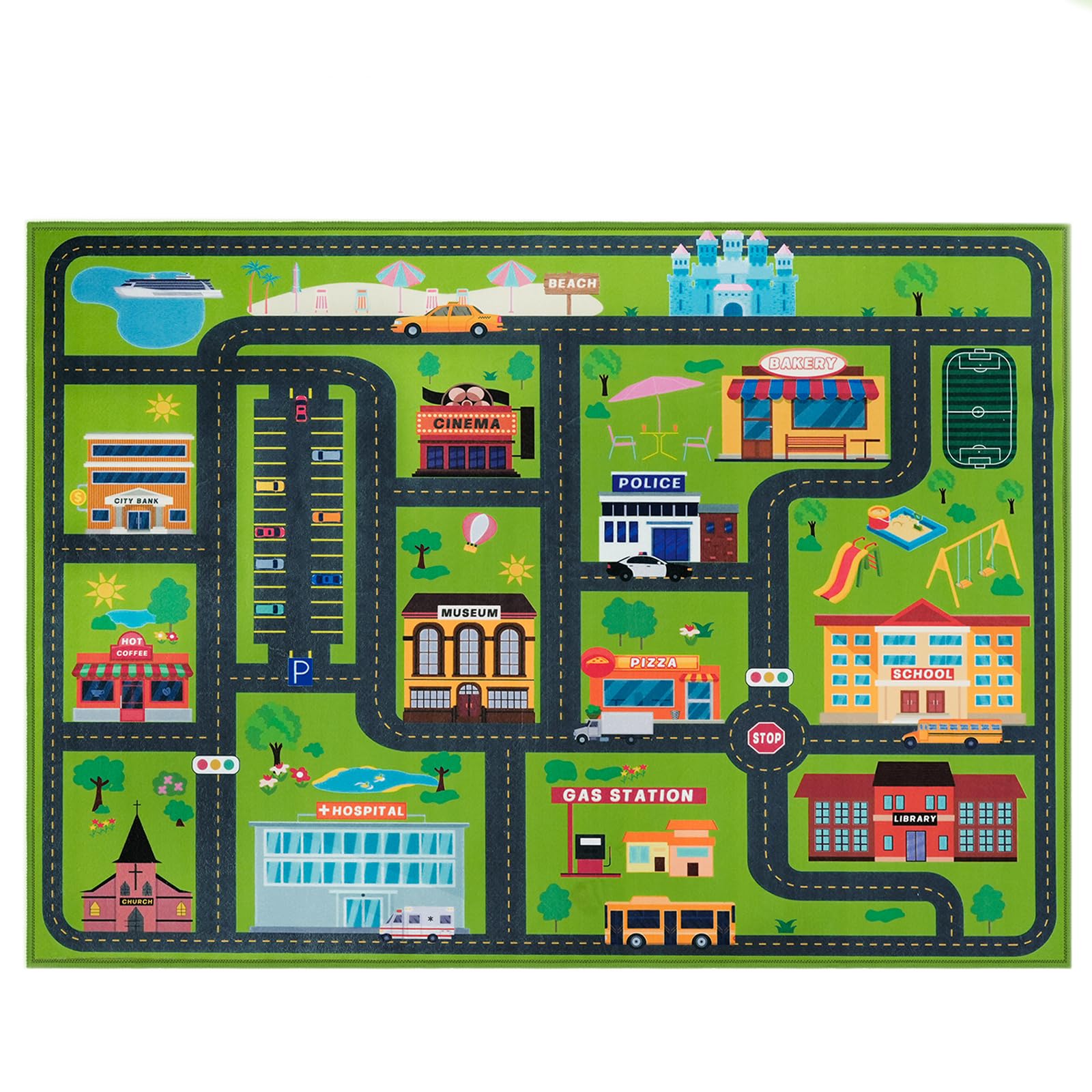 Capslpad Alfombra educativa para niños de 6 pies 6 pulgadas x 5 pies 0 pulgadas, área de juego y aprendizaje para niños