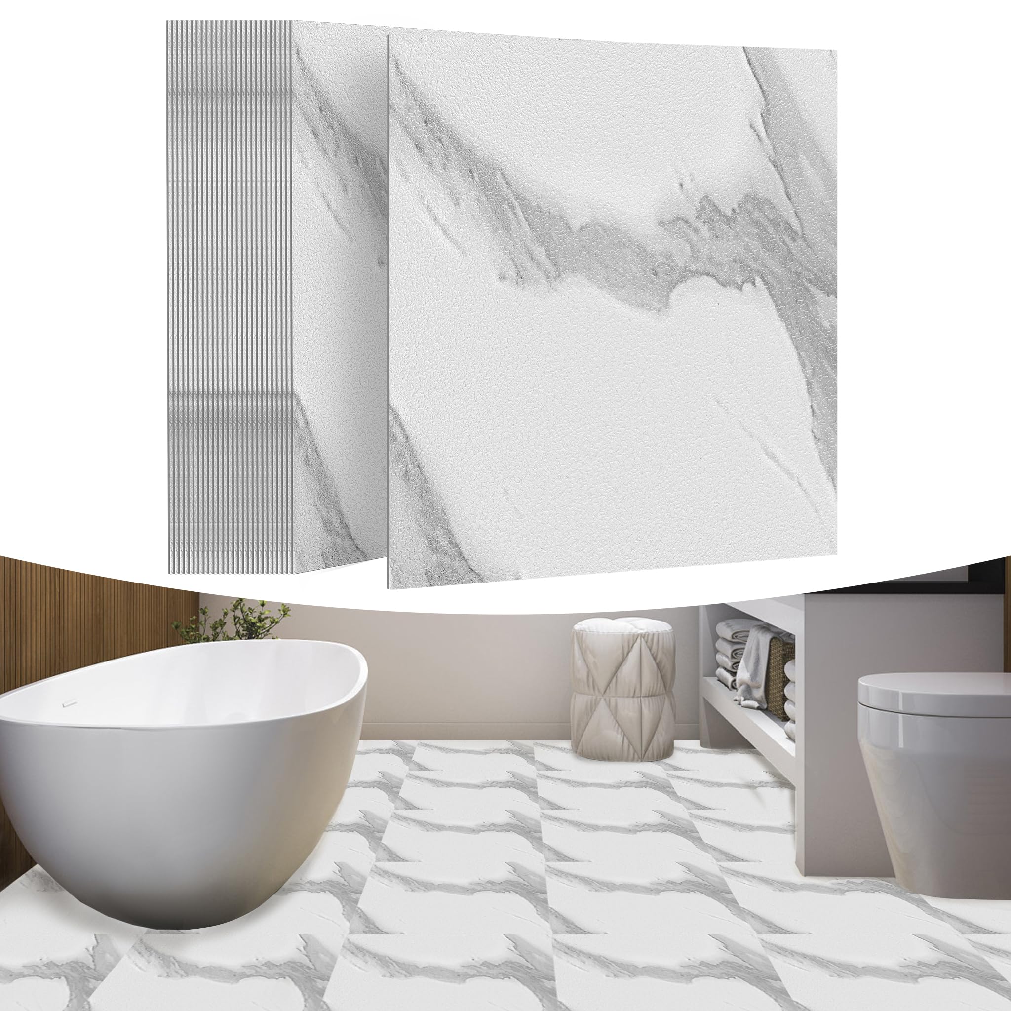 YRHome 54 Stücke PVC Bodenbelag Selbstklebend 5,02 m² Vinylboden Bodenfliesen Klebefliesen 30x30cm Venylbodenbelag Laminat Wasserdicht Rutschfest PVC Fliesen Dekor-Dielen Fliesenoptik Marmor Beige