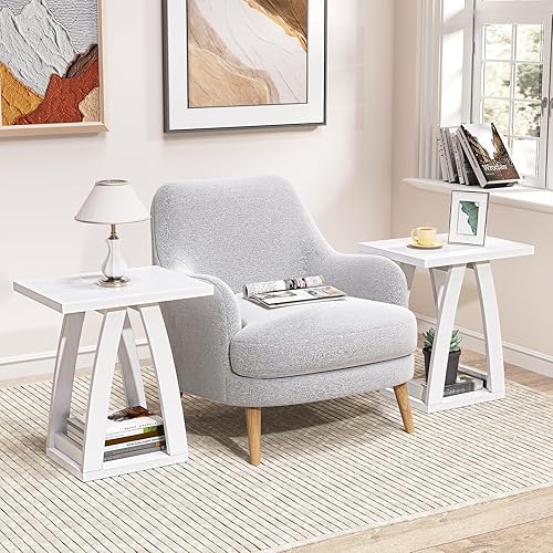 Miniatura 8 de Mesas auxiliares para sala de estar, juego de 2. Mesas auxiliares para sala de estar. Mesa auxiliar al lado del sofá. Mesa auxiliar moderna para el