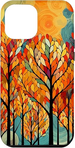 iPhone 12 Pro Max Otoño y coloridas hojas y árboles de otoño, funda temática de color de otoño