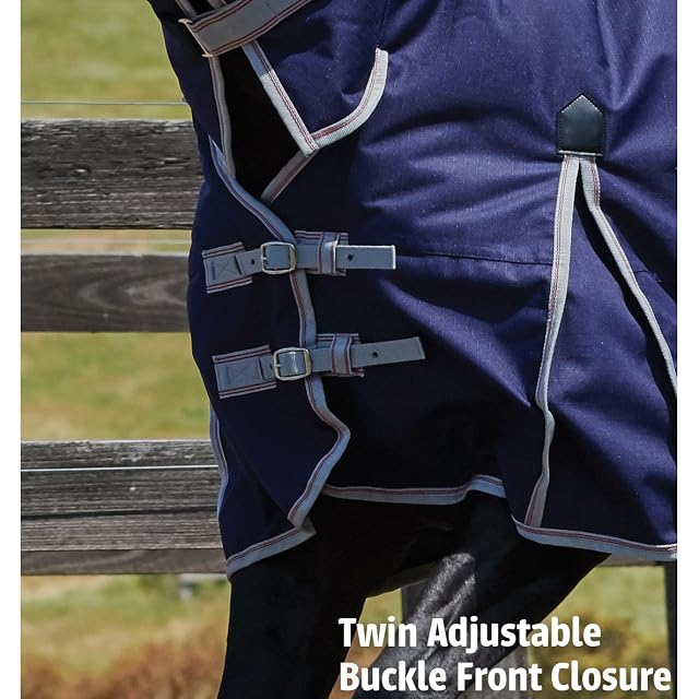 Foto 3 de 8 de Abrigo para caballo de Weatherbeeta Comfitec Essential, combinación con cubierta para cuello, Navy/Silver/Red