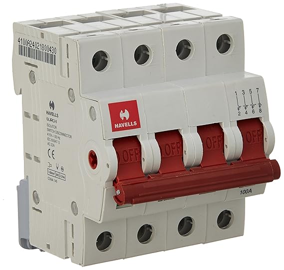 Havells DHMGIFPX100 PVC Plastic 100A FP Switch Disconnector Euro 2 (White)