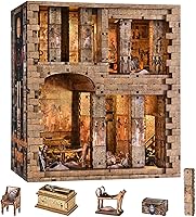 Vista 17 de Kit de rincón de libros, casa de muñecas en miniatura para adultos y adolescentes, rompecabezas de madera 3D con luz LED, decoración retro