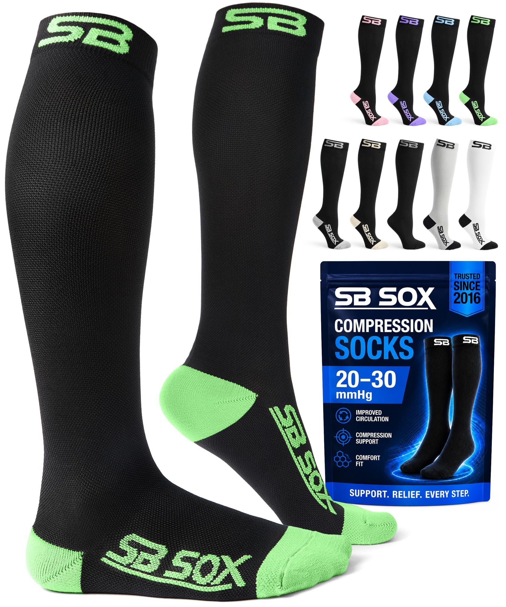 SB SOX Compression Socks for Men &amp; Women (20-30mmHg)