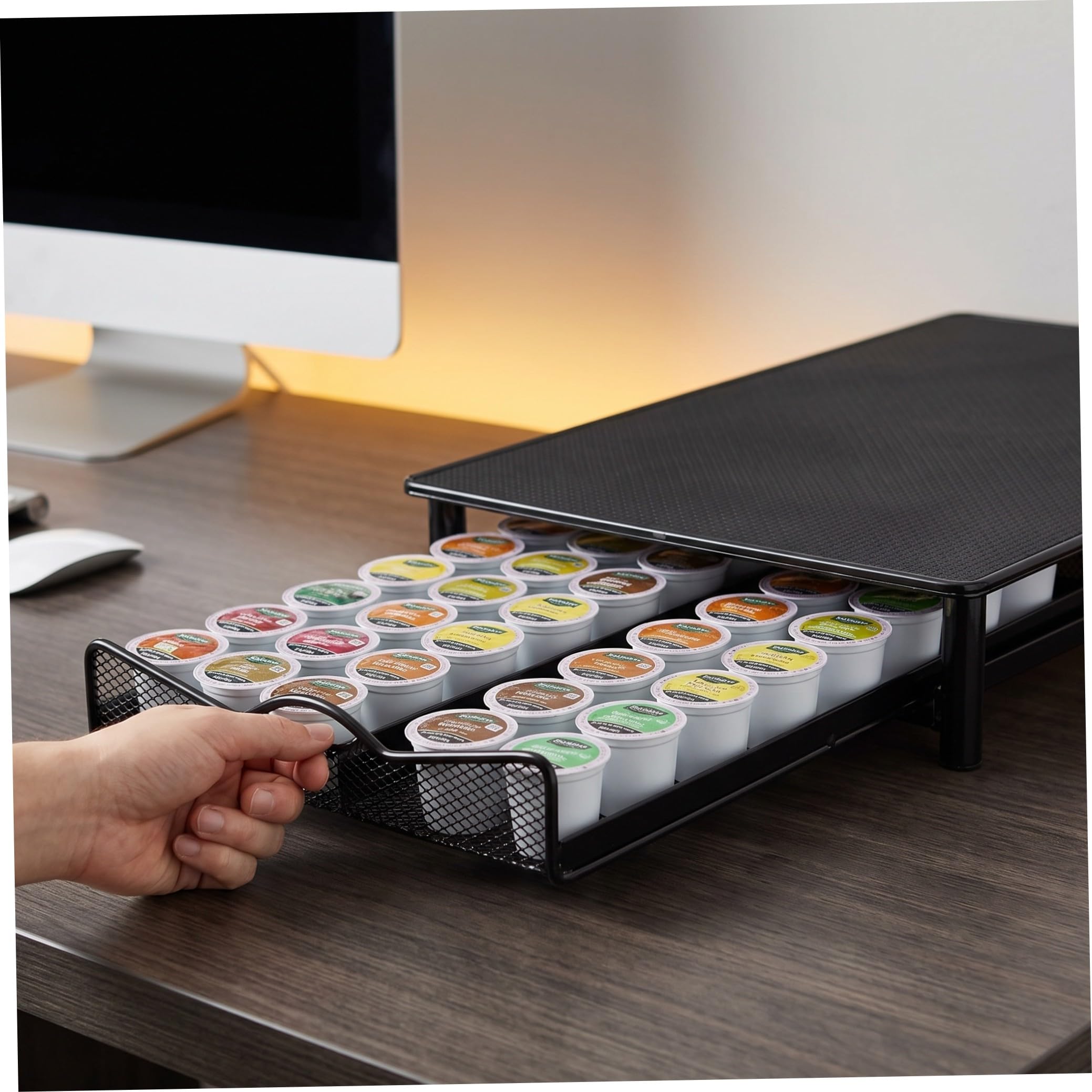 Caja de Almacenamiento Capacidad para 40 Cápsulas Diseño Tipo Cajón de Hierro Portátil y Fácil de Llevar para Cápsulas de Café para Cocina o Escritorio