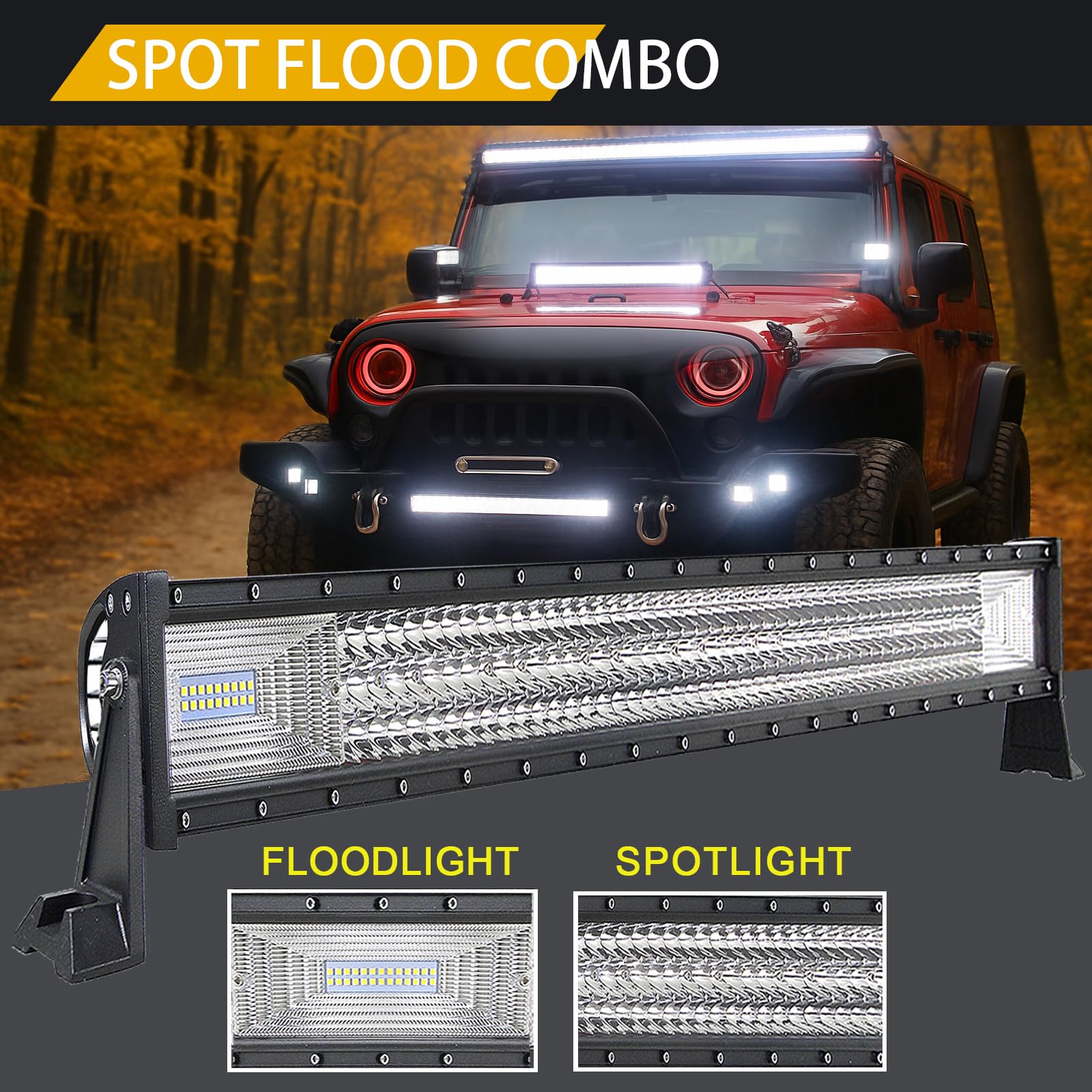 Willpower Barre LED 42 Pouces 540W Combinaison Spot et Flood Rampe LED pour 4x4 Voiture Camion Tracteur SUV ATV