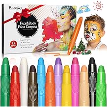 Beesjuy Face Painting Kits for Kids,12 Color Water Based Face Paint Kit, Washable Kids Body Paint for Makeup, for Birthday, Halloween, Thanksgiving Day, Cosplay Makeup, Gifts for Children