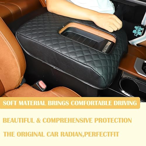 Vista 5 de CHEAYAR Kit de funda para reposabrazos de consola central, cojín para reposabrazos de consola personalizado, para Toyota Tundra 2014-2020, protector