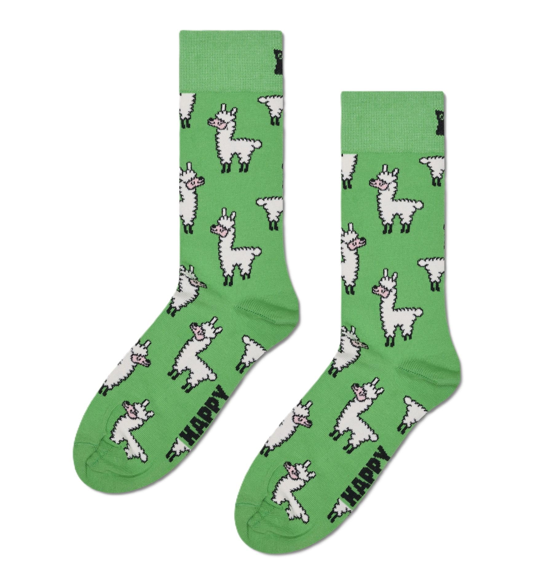 Happy Socks Unisex Lama, Green, 42-46 UK