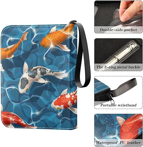 Miniatura 4 de Carps Card Binder 4 Pocket Trading Card Holder Book with 50 Sleeves Card Binder Holder Fits 400 Cards 3 Rings Loading Card Folders Album for Game