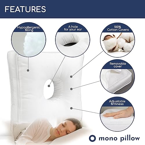 Miniatura 2 de Mono Pillow - Una pequeña almohada para dormir de lado con un orificio para las orejas