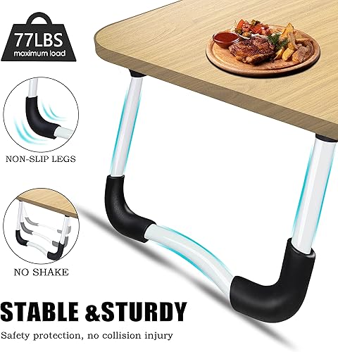 Miniatura 4 de Escritorio para laptop, escritorio de regazo, bandeja de escritorio plegable para cama, escritorio de regazo para cama con puerto de carga USB,