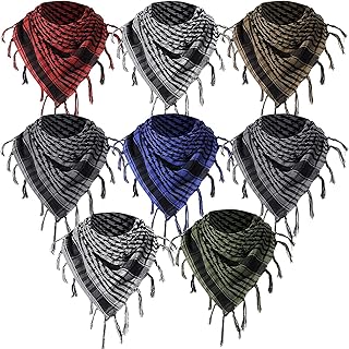 8 Pcs Military Shemagh Tactical Desert Scarf Arab Head Scarf for Men Women Keffiyeh Arab Wrap with Tassels for Neck Head Face, 40 x 40 Inches