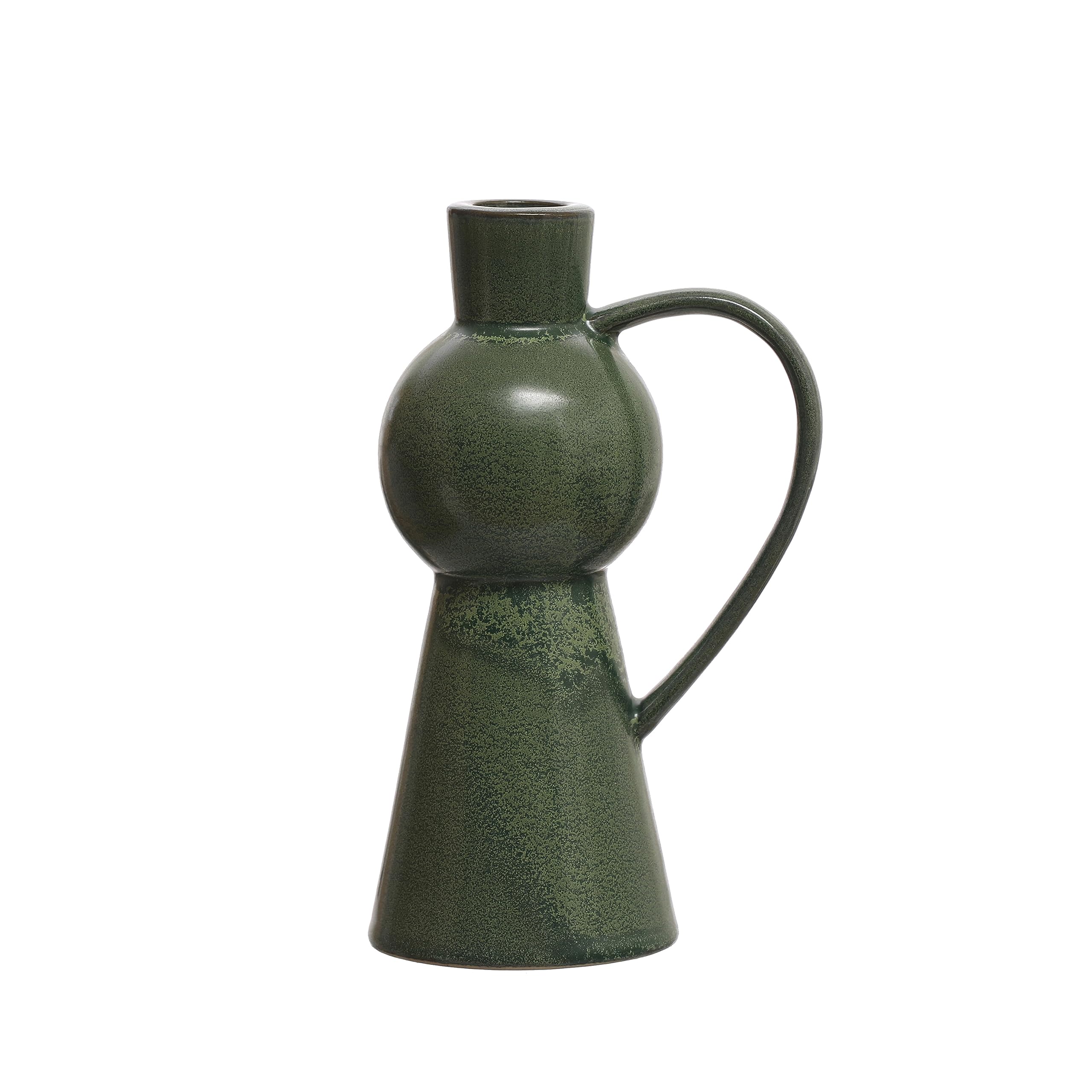 Bloomingville Stoneware Handle, Reactive Glaze, Green (Each One Will Vary) Taper Holder