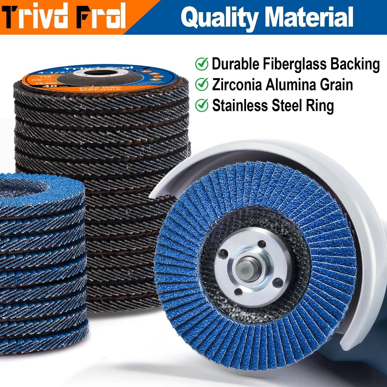 POWERTEC 4-1/2 In. X 7/8 In. Zirconia Flap Discs 40/60/80 - Foto 2