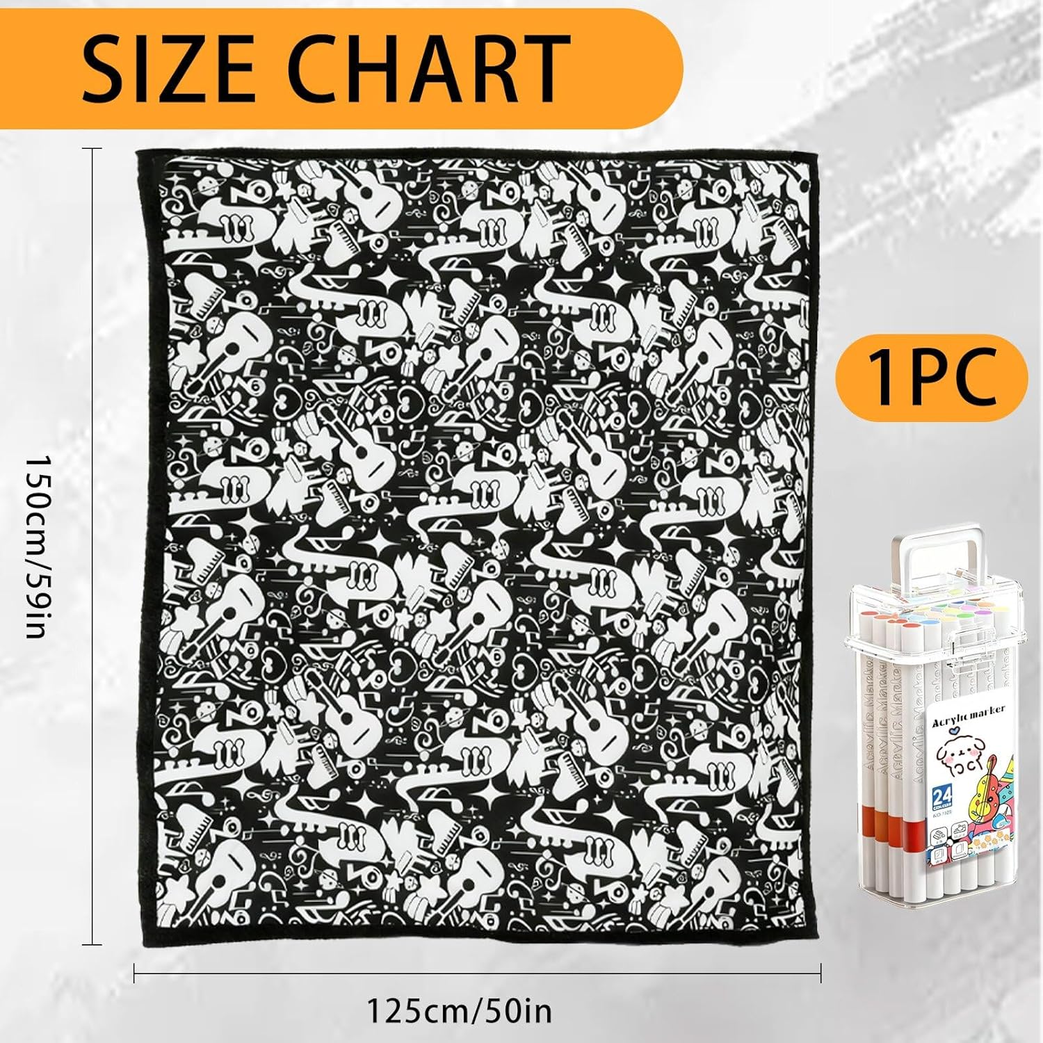 DIY Coloring Blanket for Adults, Washable Color Your Own Fleece Throw Blanket with 24 Markers, 50x60 Inch Soft Cozy Art Creative Home Decor and Family Activity Gift (Pumpkin Carriage)
