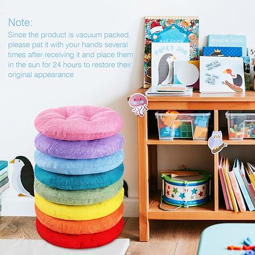 Miniatura 5 de Fumete Cojines redondos de 16 pulgadas para niños y niños pequeños, asiento flexible para muebles de aula, almohada de suelo para el hogar,