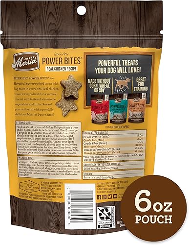 Miniatura 10 de Merrick Power Bites - Golosinas suaves y masticables para perros, sin gluten ni granos, completamente naturales