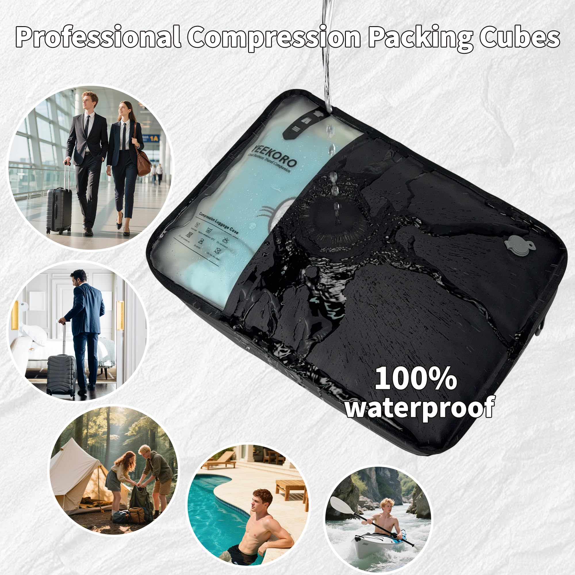Cubi da imballaggio per viaggi, sacchetti sottovuoto per viaggi di lavoro, cubi di imballaggio a compressione per valigie, borse organizer per bagagli per donne e uomini accessori da viaggio